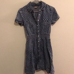 Blue jean polka dot button dress